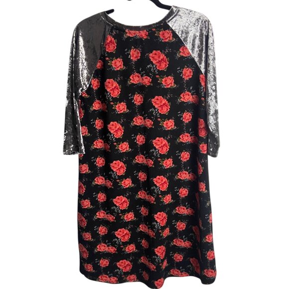 Umgee Size Small Mini Dress Mixed Media Velvet Dark Floral Whimisgoth Fall Black - Picture 4 of 6